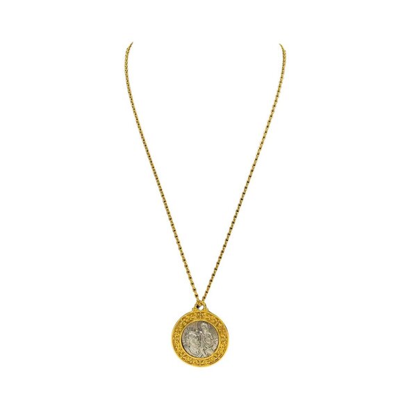 Vatican Library St. Christopher Protect Us Medallion Pendant Necklace 24" Gold - Picture 4 of 11